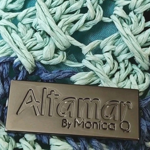 Altamar By Monica Q Raffi Resort Cruise Beach Bucket Bag Tote Beaded Drawstring - Picture 6 of 13